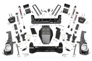 GMC Sierra 3500 HD Suspension Lift Kit - Rough Country - Torsion Drop V2 - Hammer Black - '11-'19